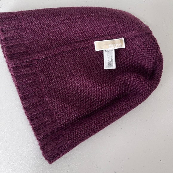 Michael Kors Burgundy Studded Stripe with Logo Detail Hat & Scarf Set - Picture 6 of 10